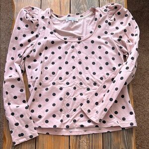 English Factory Pink Polka Dot Puff Sleeve Top size L
